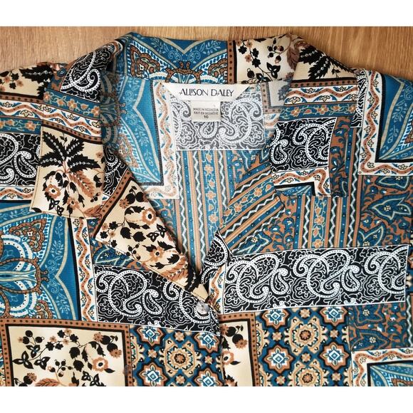 VTG -Allison Daley Women's Career Casual Button Up Blouse long Sleeves Size 16 - Picture 2 of 11